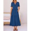 MEROKEETY Women’s 2026 Summer Casual Midi Dress Short Sleeve V Neck A Line Flowy Tiered Vacation Beach Dresses(Darkblue)