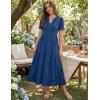 MEROKEETY Women’s 2026 Summer Casual Midi Dress Short Sleeve V Neck A Line Flowy Tiered Vacation Beach Dresses(Darkblue)