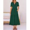 MEROKEETY Women’s 2026 Summer Casual Midi Dress Short Sleeve V Neck A Line Flowy Tiered Vacation Beach Dresses(Darkgreen)