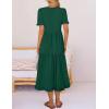 MEROKEETY Women’s 2026 Summer Casual Midi Dress Short Sleeve V Neck A Line Flowy Tiered Vacation Beach Dresses(Darkgreen)
