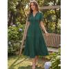 MEROKEETY Women’s 2026 Summer Casual Midi Dress Short Sleeve V Neck A Line Flowy Tiered Vacation Beach Dresses(Darkgreen)
