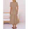 MEROKEETY Women’s 2026 Summer Casual Midi Dress Short Sleeve V Neck A Line Flowy Tiered Vacation Beach Dresses(Mocha)