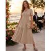 MEROKEETY Women’s 2026 Summer Casual Midi Dress Short Sleeve V Neck A Line Flowy Tiered Vacation Beach Dresses(Mocha)