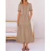 MEROKEETY Women’s 2026 Summer Casual Midi Dress Short Sleeve V Neck A Line Flowy Tiered Vacation Beach Dresses(Mocha)