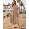 MEROKEETY Women’s 2026 Summer Casual Midi Dress Short Sleeve V Neck A Line Flowy Tiered Vacation Beach Dresses(Mocha)