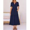 MEROKEETY Women’s 2026 Summer Casual Midi Dress Short Sleeve V Neck A Line Flowy Tiered Vacation Beach Dresses(Navy)