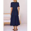 MEROKEETY Women’s 2026 Summer Casual Midi Dress Short Sleeve V Neck A Line Flowy Tiered Vacation Beach Dresses(Navy)