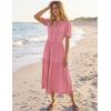 MEROKEETY Women’s 2026 Summer Casual Midi Dress Short Sleeve V Neck A Line Flowy Tiered Vacation Beach Dresses(Pink)