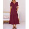 MEROKEETY Women’s 2026 Summer Casual Midi Dress Short Sleeve V Neck A Line Flowy Tiered Vacation Beach Dresses(Wine)