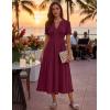 MEROKEETY Women’s 2026 Summer Casual Midi Dress Short Sleeve V Neck A Line Flowy Tiered Vacation Beach Dresses(Wine)