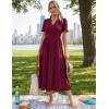 MEROKEETY Women’s 2026 Summer Casual Midi Dress Short Sleeve V Neck A Line Flowy Tiered Vacation Beach Dresses(Wine)