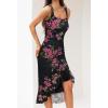 MEROKEETY Women’s 2026 Summer Floral Bodycon Dress Square Neck Sleeveless Ruffle Cocktail Mesh Beach Vacation Midi Dresses(Black)
