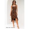 MEROKEETY Women’s 2026 Summer Floral Bodycon Dress Square Neck Sleeveless Ruffle Cocktail Mesh Beach Vacation Midi Dresses(Brown)