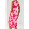 MEROKEETY Women’s 2026 Summer Floral Bodycon Dress Square Neck Sleeveless Ruffle Cocktail Mesh Beach Vacation Midi Dresses(Dark Pink)
