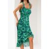 MEROKEETY Women’s 2026 Summer Floral Bodycon Dress Square Neck Sleeveless Ruffle Cocktail Mesh Beach Vacation Midi Dresses(Green)
