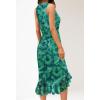 MEROKEETY Women’s 2026 Summer Floral Bodycon Dress Square Neck Sleeveless Ruffle Cocktail Mesh Beach Vacation Midi Dresses(Green)
