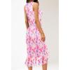 MEROKEETY Women’s 2026 Summer Floral Bodycon Dress Square Neck Sleeveless Ruffle Cocktail Mesh Beach Vacation Midi Dresses(Pink)