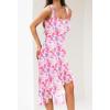 MEROKEETY Women’s 2026 Summer Floral Bodycon Dress Square Neck Sleeveless Ruffle Cocktail Mesh Beach Vacation Midi Dresses(Pink)
