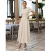 MEROKEETY Women’s 2026 Summer Midi Dresses Short Sleeve Crewneck A Line Pleated Wedding Guest Flowy Long Dress with Pockets(Apricot)