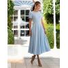 MEROKEETY Women’s 2026 Summer Midi Dresses Short Sleeve Crewneck A Line Pleated Wedding Guest Flowy Long Dress with Pockets(Blue)