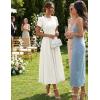 MEROKEETY Women’s 2026 Summer Midi Dresses Short Sleeve Crewneck A Line Pleated Wedding Guest Flowy Long Dress with Pockets(White)