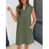 MEROKEETY Women’s 2026 Summer Short Sleeve Mini Dress Casual Collared V Neck Loose T Shirt Dresses(Army Green)