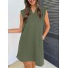MEROKEETY Women’s 2026 Summer Short Sleeve Mini Dress Casual Collared V Neck Loose T Shirt Dresses(Army Green)