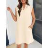 MEROKEETY Women’s 2026 Summer Short Sleeve Mini Dress Casual Collared V Neck Loose T Shirt Dresses(Beige)