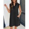 MEROKEETY Women’s 2026 Summer Short Sleeve Mini Dress Casual Collared V Neck Loose T Shirt Dresses(Black)