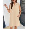 MEROKEETY Women’s 2026 Summer Short Sleeve Mini Dress Casual Collared V Neck Loose T Shirt Dresses(Khaki)