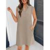 MEROKEETY Women’s 2026 Summer Short Sleeve Mini Dress Casual Collared V Neck Loose T Shirt Dresses(Lightcoffee)