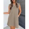 MEROKEETY Women’s 2026 Summer Short Sleeve Mini Dress Casual Collared V Neck Loose T Shirt Dresses(Lightcoffee)