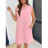 MEROKEETY Women’s 2026 Summer Short Sleeve Mini Dress Casual Collared V Neck Loose T Shirt Dresses(Pink)