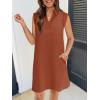 MEROKEETY Women’s 2026 Summer Short Sleeve Mini Dress Casual Collared V Neck Loose T Shirt Dresses(Rust)