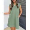 MEROKEETY Women’s 2026 Summer Short Sleeve Mini Dress Casual Collared V Neck Loose T Shirt Dresses(Sage)
