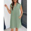 MEROKEETY Women’s 2026 Summer Short Sleeve Mini Dress Casual Collared V Neck Loose T Shirt Dresses(Sage)