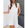 MEROKEETY Women’s 2026 Summer Short Sleeve Mini Dress Casual Collared V Neck Loose T Shirt Dresses(White)