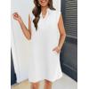 MEROKEETY Women’s 2026 Summer Short Sleeve Mini Dress Casual Collared V Neck Loose T Shirt Dresses(White)