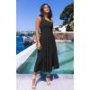 MEROKEETY Women’s 2026 Summer Sleeveless Midi Dress One Shoulder Knot Smocked Split Formal Cocktail Wedding Guest Dresses(Black)