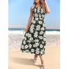 MEROKEETY Women’s 2026 Summer Sleeveless Midi Dress One Shoulder Knot Smocked Split Formal Cocktail Wedding Guest Dresses(Blackfloral)
