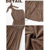 MEROKEETY Women’s 2026 Summer Sleeveless Midi Dress One Shoulder Knot Smocked Split Formal Cocktail Wedding Guest Dresses(Coffee)