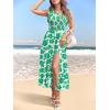 MEROKEETY Women’s 2026 Summer Sleeveless Midi Dress One Shoulder Knot Smocked Split Formal Cocktail Wedding Guest Dresses(Greenfloral)