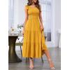 MEROKEETY Women’s 2026 Summer Sleeveless Midi Dress One Shoulder Knot Smocked Split Formal Cocktail Wedding Guest Dresses(Mustard)