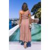 MEROKEETY Women’s 2026 Summer Sleeveless Midi Dress One Shoulder Knot Smocked Split Formal Cocktail Wedding Guest Dresses(Pink)