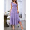 MEROKEETY Women’s 2026 Summer Sleeveless Midi Dress One Shoulder Knot Smocked Split Formal Cocktail Wedding Guest Dresses(Purple)