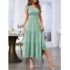 MEROKEETY Women’s 2026 Summer Sleeveless Midi Dress One Shoulder Knot Smocked Split Formal Cocktail Wedding Guest Dresses(Sage)