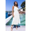 MEROKEETY Women’s 2026 Summer Sleeveless Midi Dress One Shoulder Knot Smocked Split Formal Cocktail Wedding Guest Dresses(White)