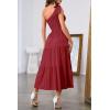 MEROKEETY Women’s 2026 Summer Sleeveless Midi Dress One Shoulder Knot Smocked Split Formal Cocktail Wedding Guest Dresses(Wine)