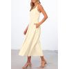 MEROKEETY Women’s 2026 Summer Sleeveless Midi Dress Square Neck Smocked Flowy A Line Beach Dresses(Apricot)