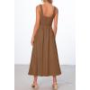 MEROKEETY Women’s 2026 Summer Sleeveless Midi Dress Square Neck Smocked Flowy A Line Beach Dresses(Coffee)